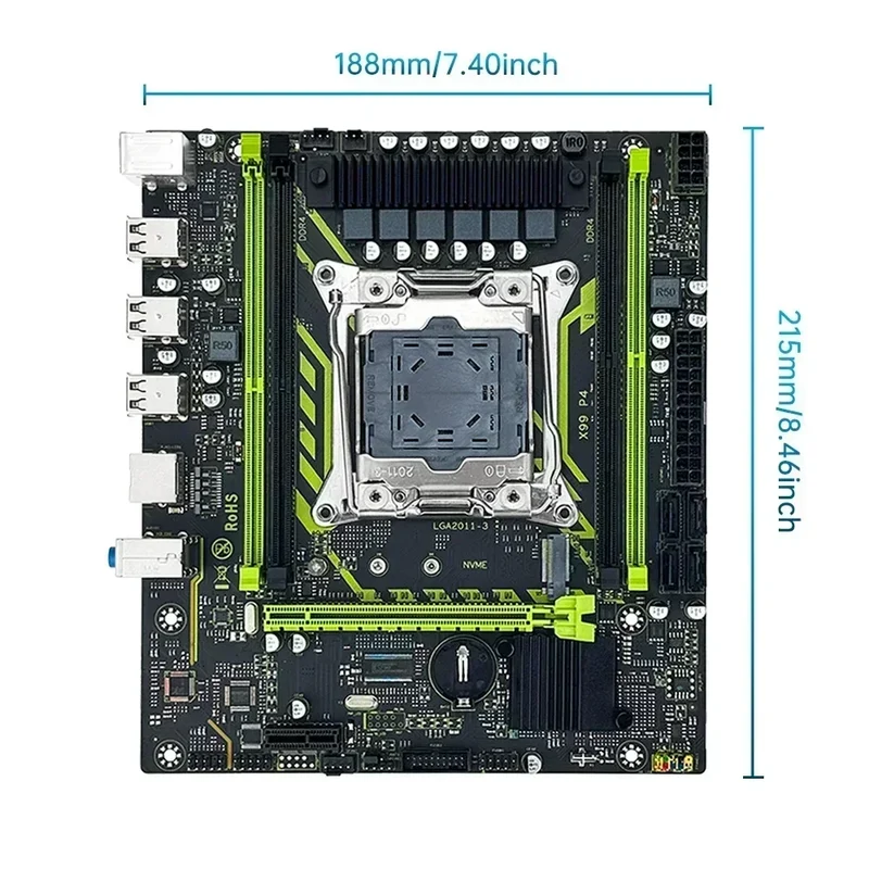 SOYO X99 Motherboard Set With LGA2011-3 Xeon E5 2630 V4 CPU DDR4 8GB (1*8GB) 2133MHz RAM NVME M.2 SATA Computer Accessories