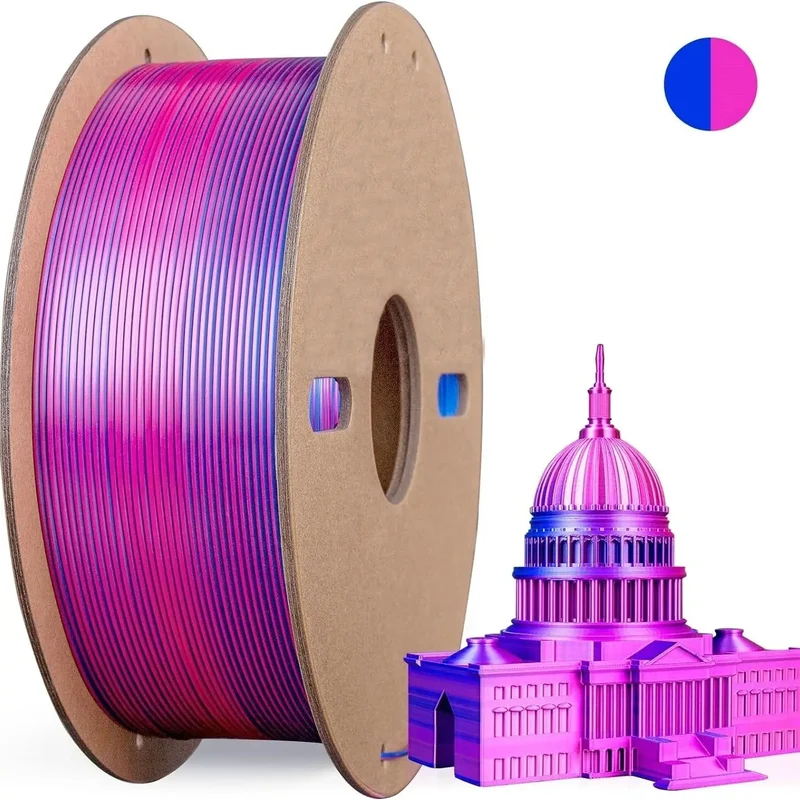 Multicolor 3D Printer Filament,Dual/Tri/Twist/Magic Color 1.75mm PLA Shiny Printing Filament,250g(0.55lbs) Fit FDM 3D Printer