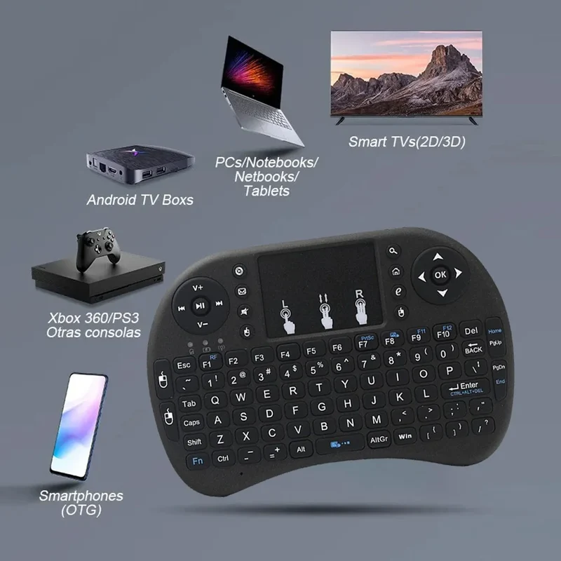 MRSVI I8 2.4G Mini Wireless Keyboard Classic Black Air Mouse Remote Control Touchpad for Android TV Box PC Smart TV