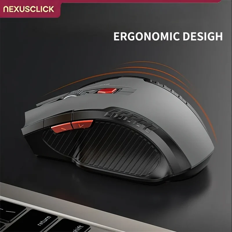 NEXUSCLICK Wireless Optoelectronic Mouse,1600DPI 6 Silent clicks New Game&Craft Gift Mice in Stock USB Receiver for Office Gamer