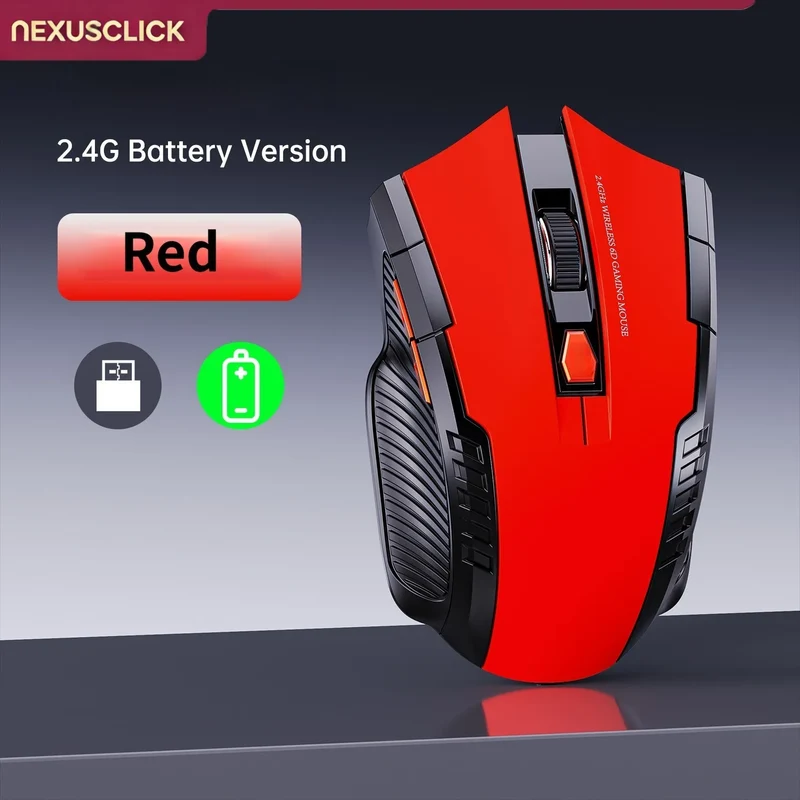NEXUSCLICK Wireless Optoelectronic Mouse,1600DPI 6 Silent clicks New Game&Craft Gift Mice in Stock USB Receiver for Office Gamer