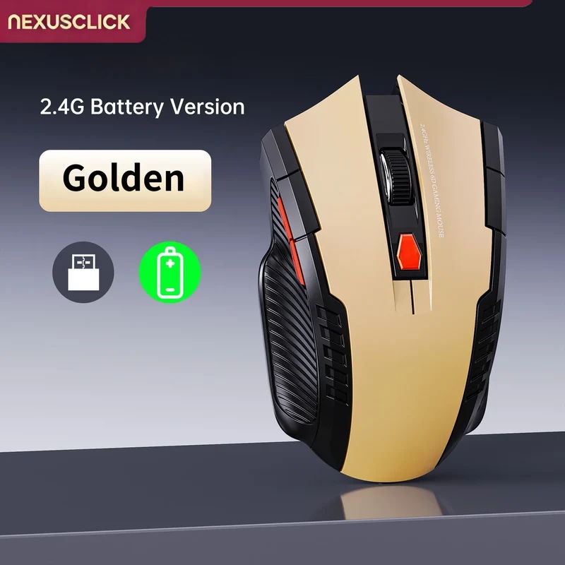 NEXUSCLICK Wireless Optoelectronic Mouse,1600DPI 6 Silent clicks New Game&Craft Gift Mice in Stock USB Receiver for Office Gamer