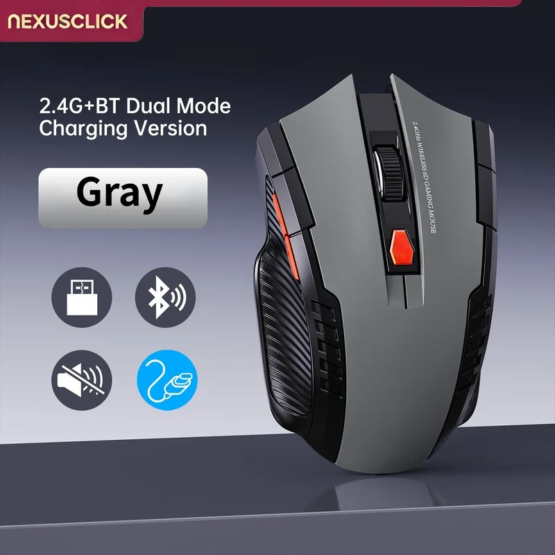NEXUSCLICK Wireless Optoelectronic Mouse,1600DPI 6 Silent clicks New Game&Craft Gift Mice in Stock USB Receiver for Office Gamer