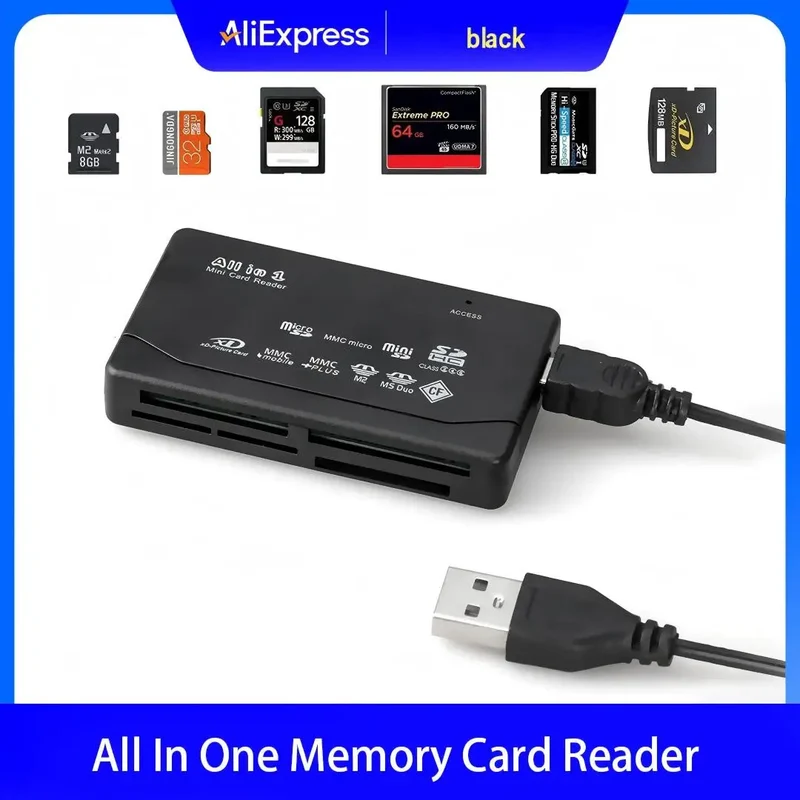 USB All-In-One Memory Card Reader External SD SDHC Mini Micro M2 MMC XD CF for MP3 Digital Camera