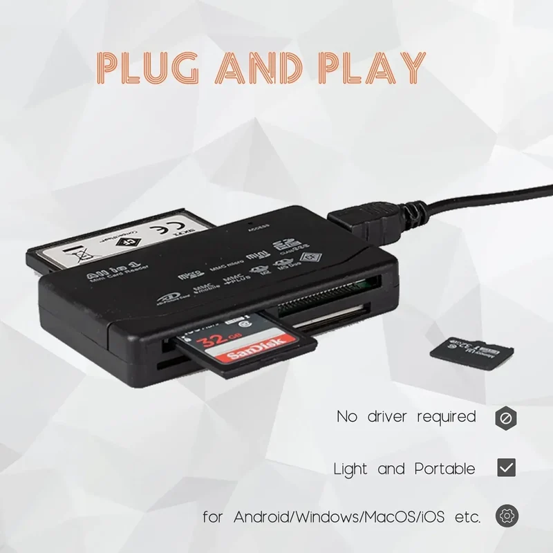 USB All-In-One Memory Card Reader External SD SDHC Mini Micro M2 MMC XD CF for MP3 Digital Camera