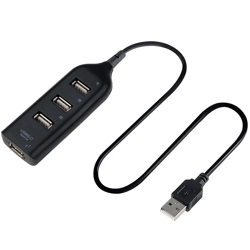 High-Speed Mini USB 2.0 Hub 4-Port with Power Adapter, Powered USB Splitter Multi Port Expander for PC Laptop Desktop Data Trans