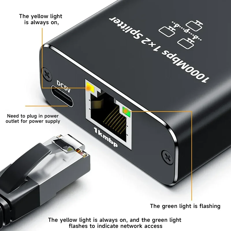Gigabit Ethernet Switch Rj45 Splitter LAN Gigabit Extension Adapter 1000Mbps Network Connector For PC Laptop TV Box Router