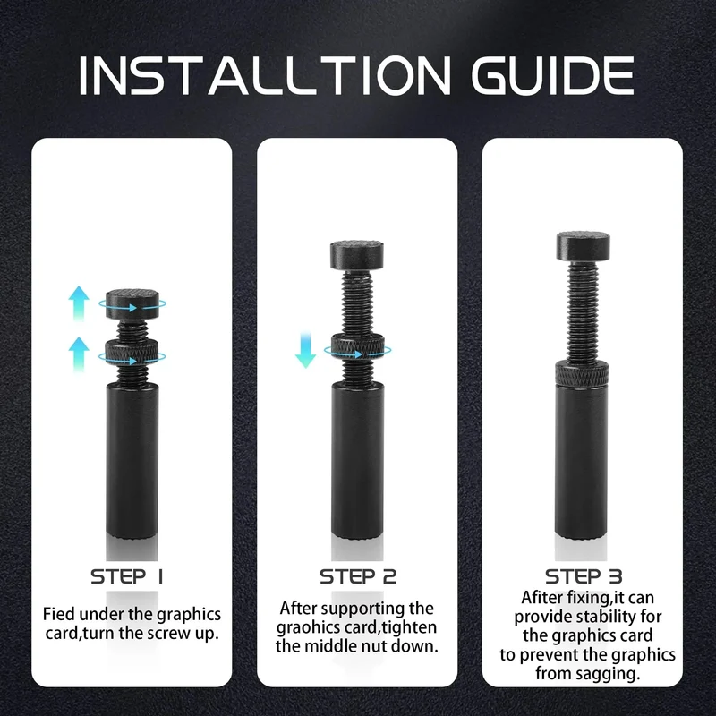 TEUCER Graphics Card GPU Holder Adjustable Telescopic Rotary Screw Magnetic Anti-Slip Support Vertical GPU Video Card Bracket