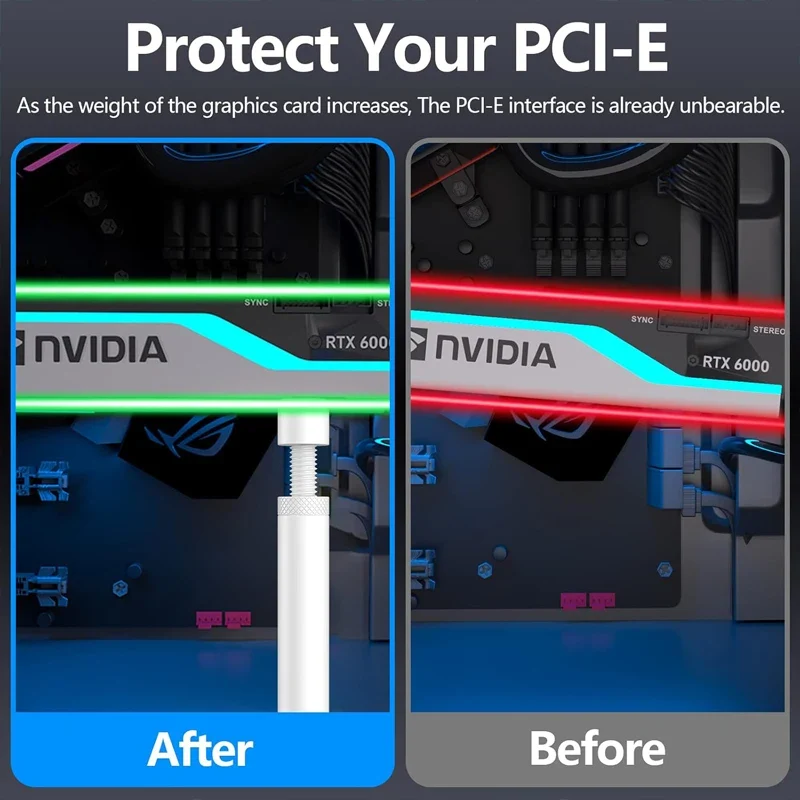 GPUHOLD Aluminum White GPU Holder Support Bracket - Anti-Sag Stand Video Card Holder for Graphics Card Sag Holder Bracket
