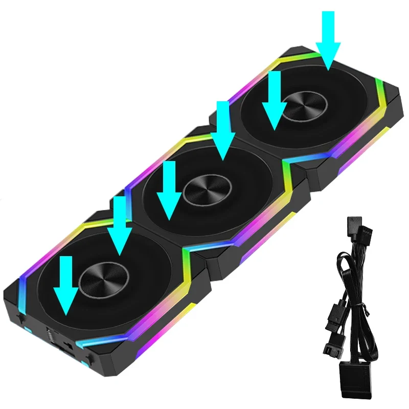 JUMPEAK CS120 ARGB Cooling Fan 360mm 240mm Modular Stackable Splicing PWM Silent 120mm RGB Fans For Gaming PC Case Water Cooler