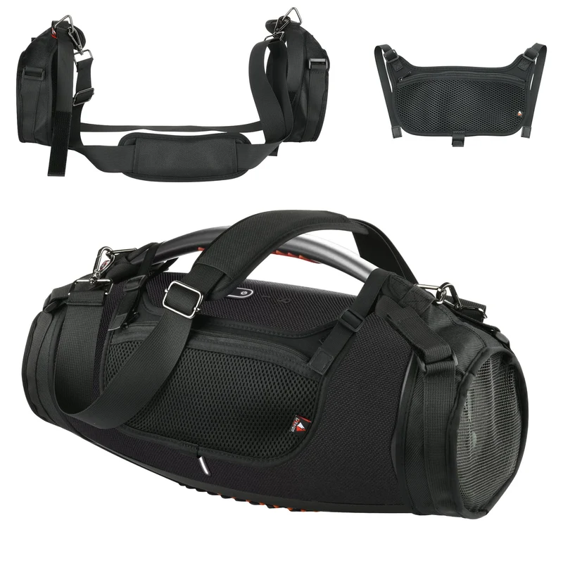 TXEsign Travel Carrying Strap for JBL Boombox 3/Boombox 3 Wi-Fi Waterproof Portable Speaker, Shoulder Strap with Two Side Covers Travel Carrying Pouch for JBL Boombox 3 (Black)