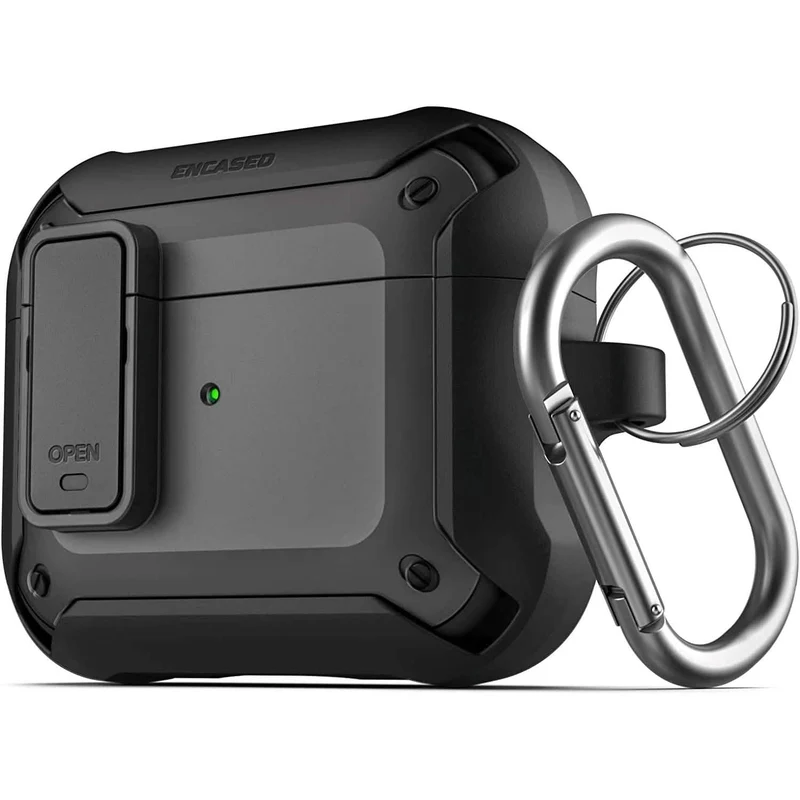X-Armor for Airpods 3rd Generation Case with Locking Lid | Protective Carrying Pod with Carabiner Keychain (Airpods Gen 3)