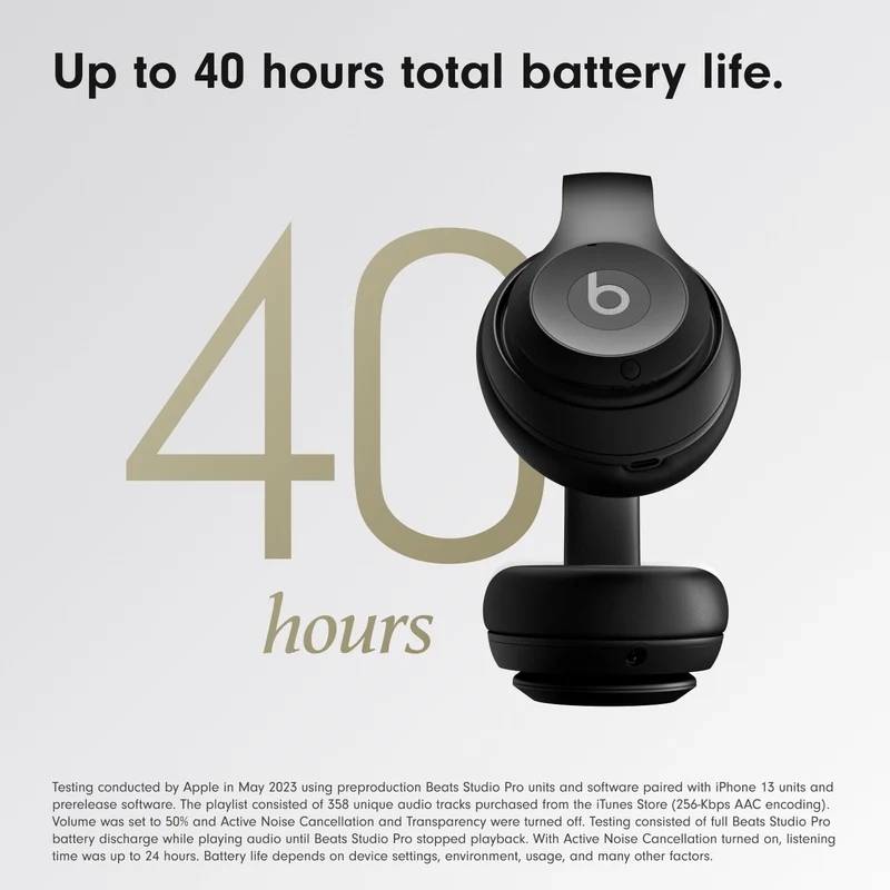 Beats Studio Pro Premium Wireless Over-Ear Headphones- Up to 40-Hour Battery Life, Active Noise Cancelling, Great for Travel & Commuting, USB-C Lossless Audio, Apple & Android Compatible -Black (Refurbished)