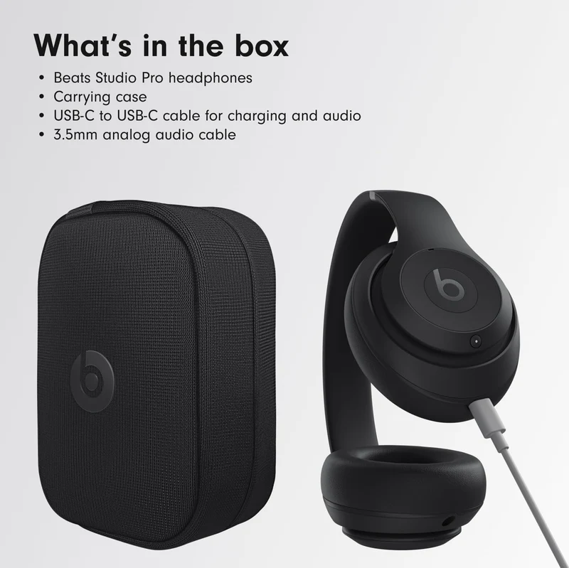 Beats Studio Pro Premium Wireless Over-Ear Headphones- Up to 40-Hour Battery Life, Active Noise Cancelling, Great for Travel & Commuting, USB-C Lossless Audio, Apple & Android Compatible -Black (Refurbished)