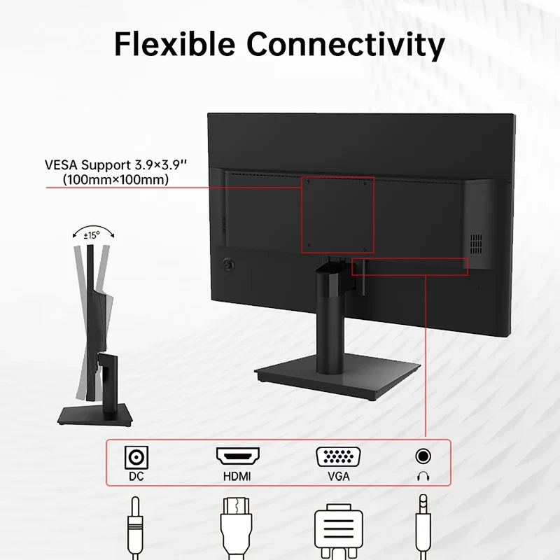 24 inch 1080P Monitor 100Hz, FreeSync Gaming Moniter, PC Monitors for Office, HDMI, VGA, Earphone Ports, HDR10, ZeroFrame Design