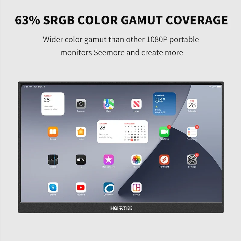 HGFRTEE 14.1inch Mobile Portable Monitor IPS Second Game Screen Extended Display for Laptop with Bracket For xbox/raspberry Pi