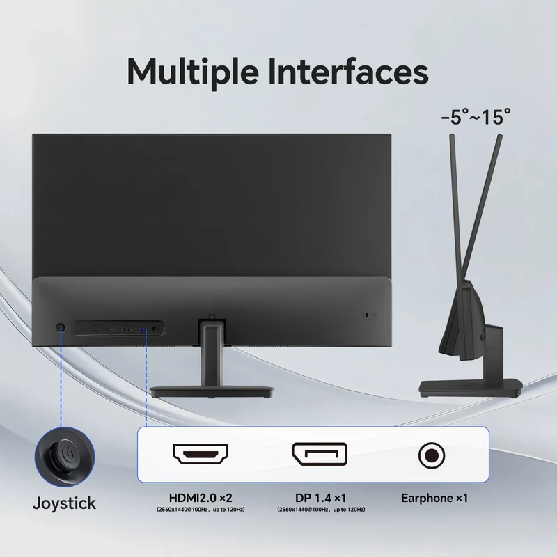 KTC 27 Inch Computer Monitor - QHD (2560 x 1440) Display, Up to 120Hz Monitor, IPS Panel H27D9