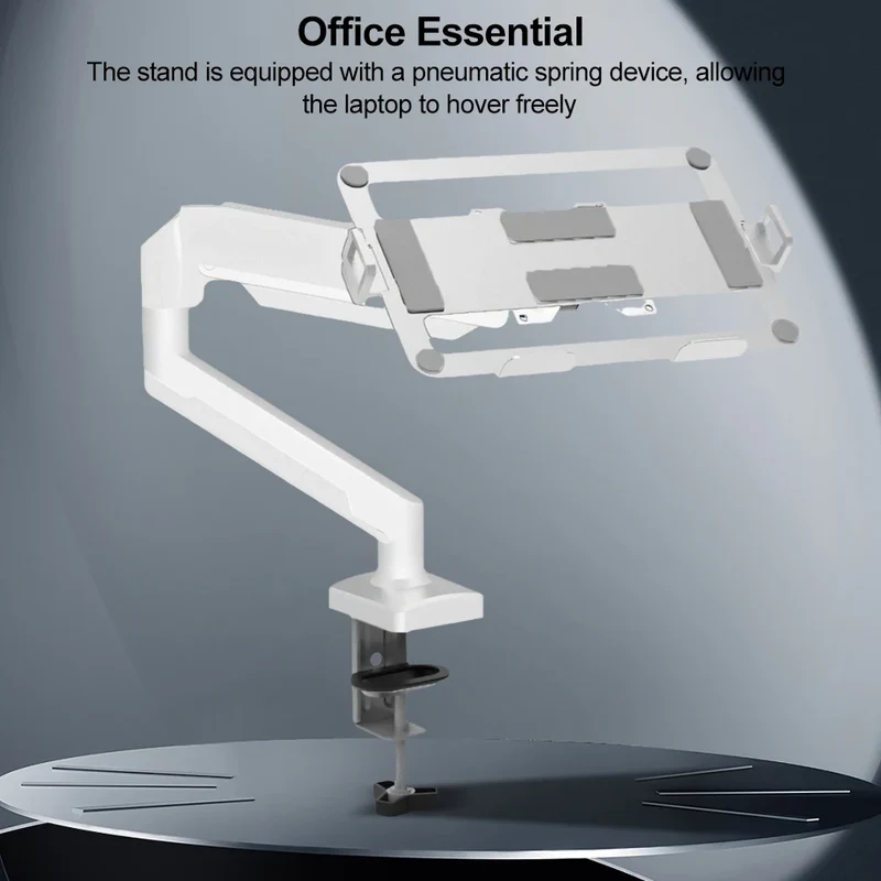 Aluminum Desktop Mount Fully Adjustable Laptop Desk Mount 2-9kg Gas Spring Arm Up To 17.3 Inch Laptop Tray Desktop Stand Clamp