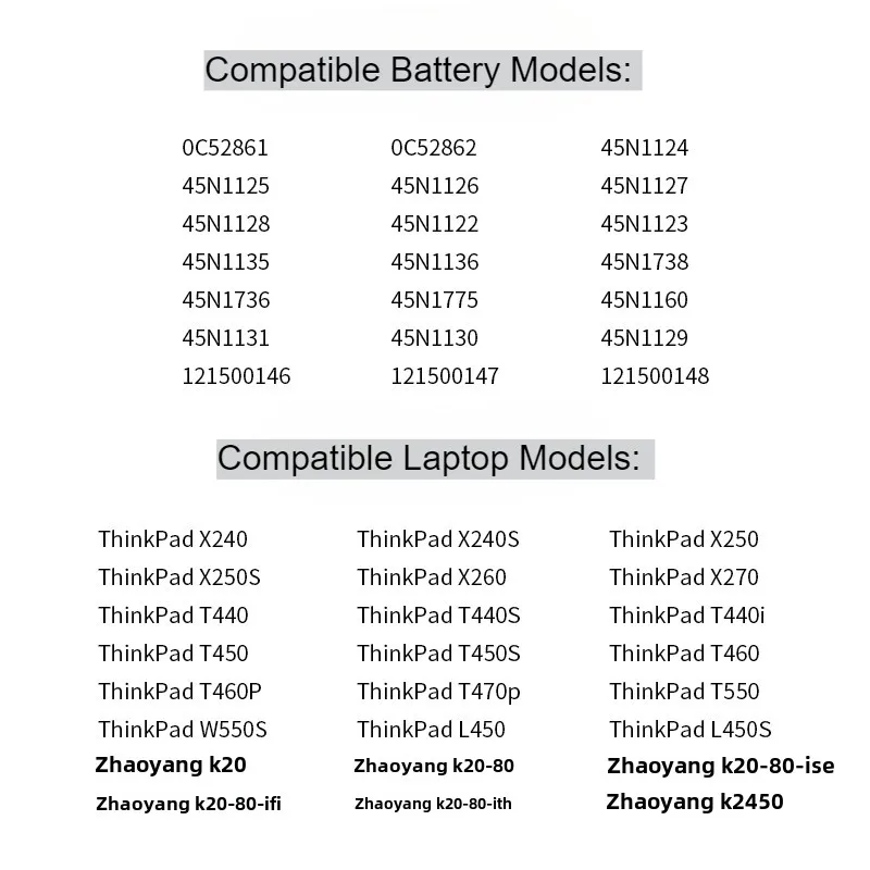 X240 Laptop Battery for Lenovo ThinkPad X240 T440S T440 X250 X260 X270 T450S T460 T450S T450 T550 T560 45N1126 45N1127 3/6cells