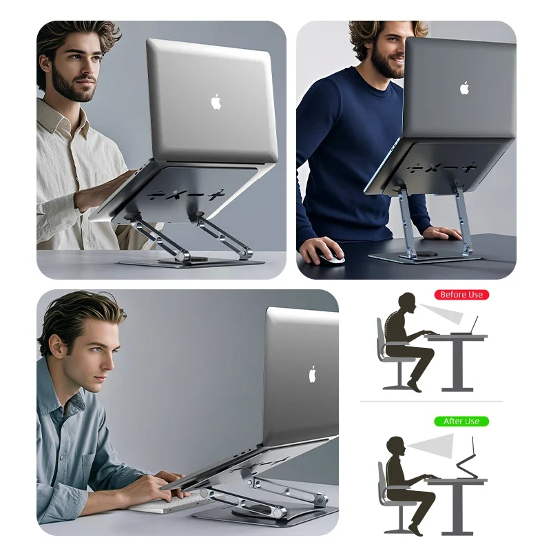 CABLETIME 360 Degrees Rotatable Laptop Stand Aluminum Stand Suitable 14"-17.3" Laptop Ergonomic Design for iMac DELL Lenovo