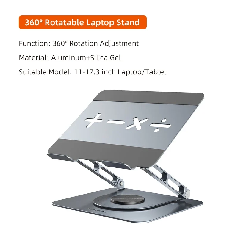 CABLETIME 360 Degrees Rotatable Laptop Stand Aluminum Stand Suitable 14"-17.3" Laptop Ergonomic Design for iMac DELL Lenovo