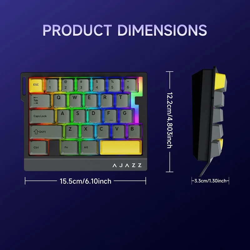 AJAZZ AK029 Wired Gaming Magnetic Switch Magnetic Rice Switch HIFI Edition, RGB Backlight, DIY Support
