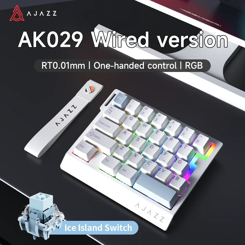 AJAZZ AK029 Wired Gaming Magnetic Switch Magnetic Rice Switch HIFI Edition, RGB Backlight, DIY Support