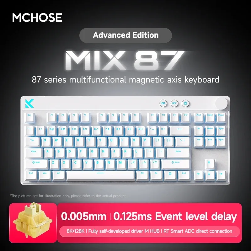Mchose Mix87 Magnetic Swtich Keyboard Wired Gaming Keyboard 8K+256K Esport 0.08ms Low Latency E-Sports Custom Gamer Accessories