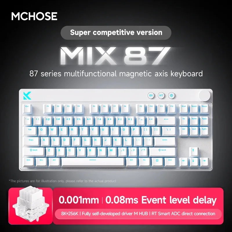 Mchose Mix87 Magnetic Swtich Keyboard Wired Gaming Keyboard 8K+256K Esport 0.08ms Low Latency E-Sports Custom Gamer Accessories