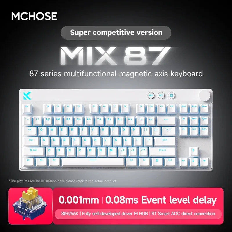 Mchose Mix87 Magnetic Swtich Keyboard Wired Gaming Keyboard 8K+256K Esport 0.08ms Low Latency E-Sports Custom Gamer Accessories