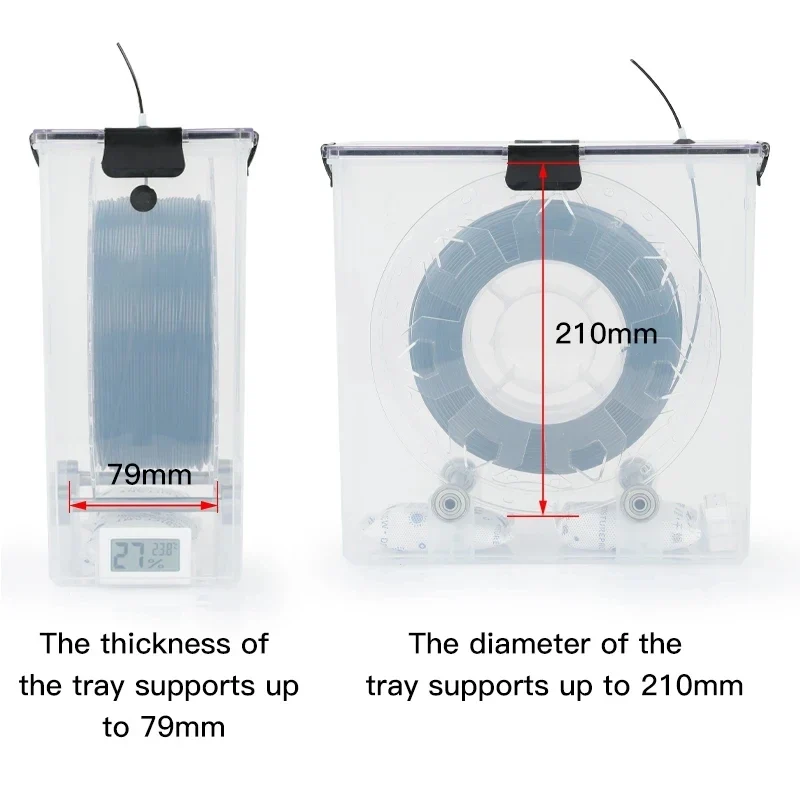 3D Printer Filament Dryer Box Airtight Moisture Proof Storage with Real-Time Monitoring & Tool Holder for 3D Printing Filament