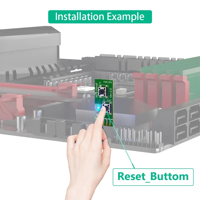 DIY PC Assembly Tool Reliable 10Pin 2x5Pin Mainboard Switching Tester Switching Board Adapter with Resets Button Accessory