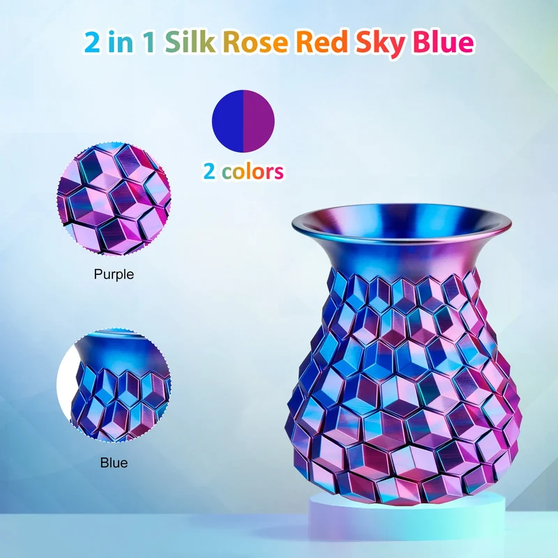 Silk PLA Filament 1.75mm Dual Color Blue Purple, 3D Printer Filament , 250g Spool(0.55lbs) Fits for Most FDM 3D Printers