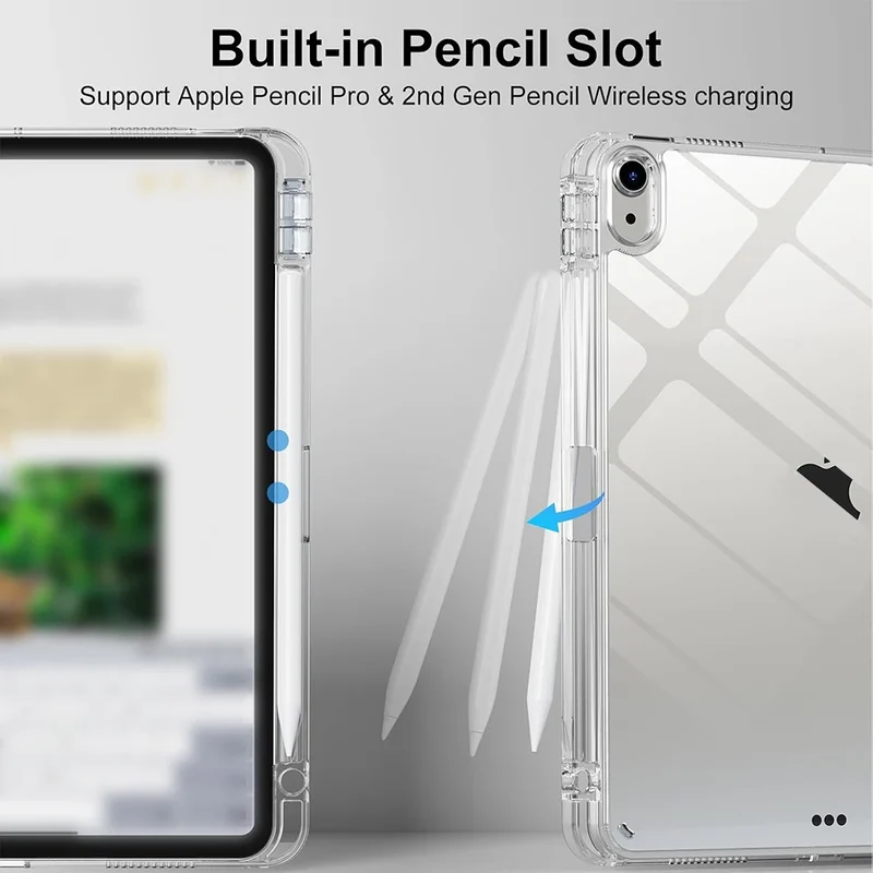Case for iPad 5 6 7 8 9 10 11 Air 1 2 3 4 5 6 7 Mini 6 7 PC Matte Clear Transparent Acrylic Back Shell Auto Wake/Sleep