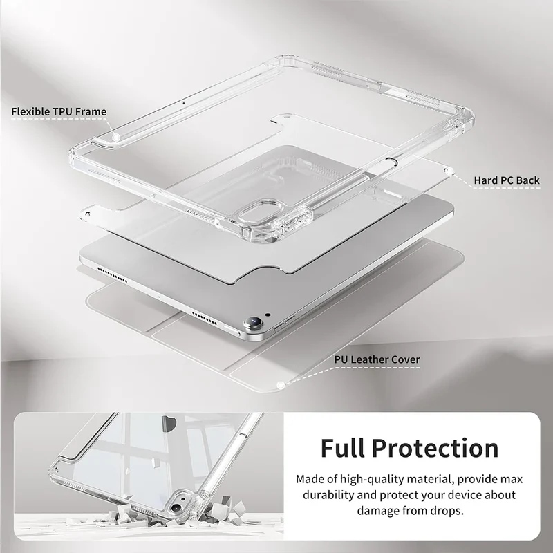 Case for iPad 5 6 7 8 9 10 11 Air 1 2 3 4 5 6 7 Mini 6 7 PC Matte Clear Transparent Acrylic Back Shell Auto Wake/Sleep