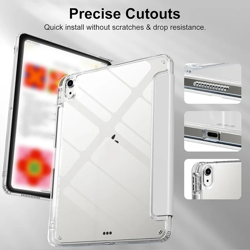 Case for iPad 5 6 7 8 9 10 11 Air 1 2 3 4 5 6 7 Mini 6 7 PC Matte Clear Transparent Acrylic Back Shell Auto Wake/Sleep