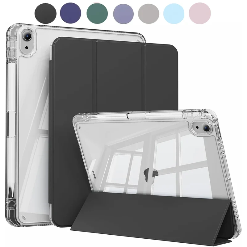 Case for iPad 5 6 7 8 9 10 11 Air 1 2 3 4 5 6 7 Mini 6 7 PC Matte Clear Transparent Acrylic Back Shell Auto Wake/Sleep