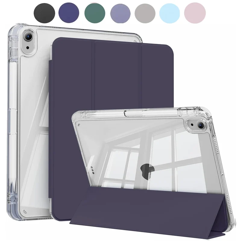 Case for iPad 5 6 7 8 9 10 11 Air 1 2 3 4 5 6 7 Mini 6 7 PC Matte Clear Transparent Acrylic Back Shell Auto Wake/Sleep