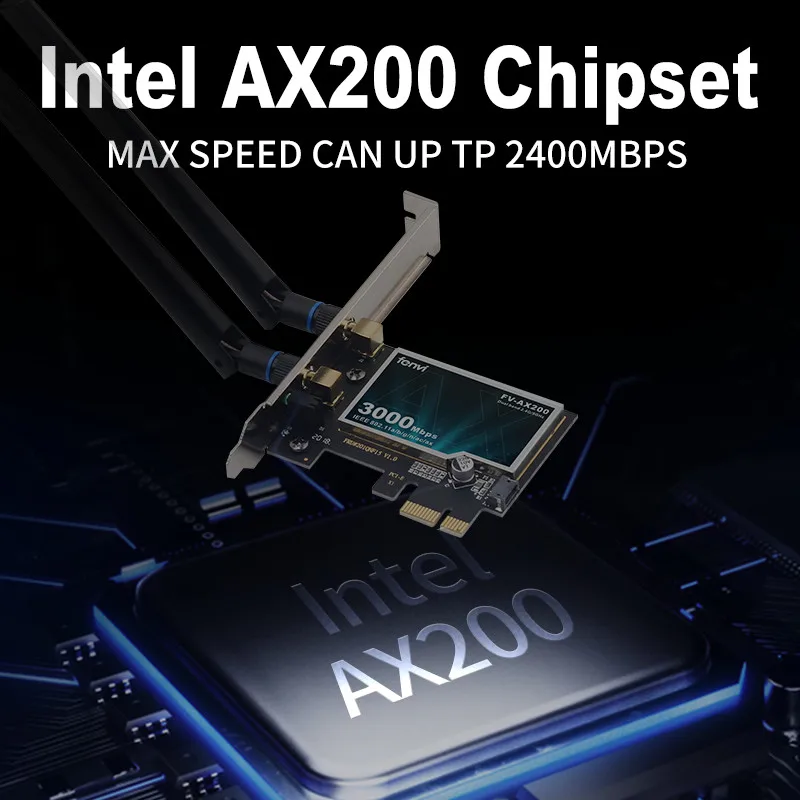 WiFi6 AX200 PCIE WiFi Card Bluetooth5.2 AC1200 WiFi 5 Dual Band 2.4G/5Ghz 802.11AX Wireless Adapter For Pc Desktop Windows 10/11