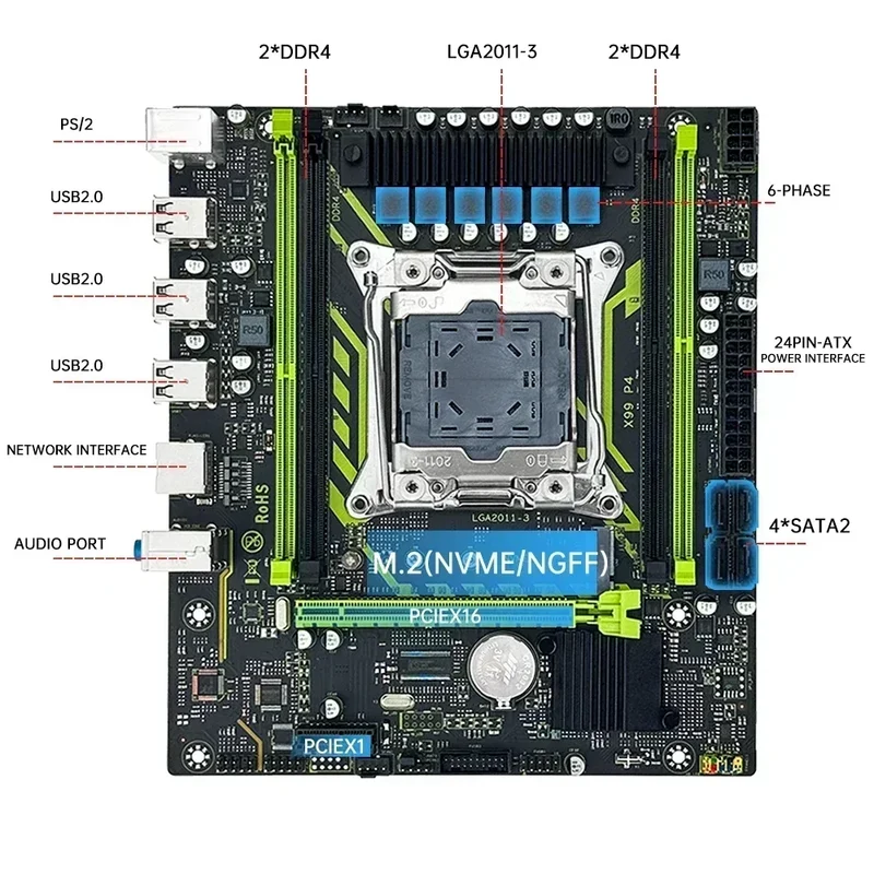 SOYO X99 Motherboard Set With LGA2011-3 Xeon E5 2630 V4 CPU DDR4 8GB (1*8GB) 2133MHz RAM NVME M.2 SATA Computer Accessories
