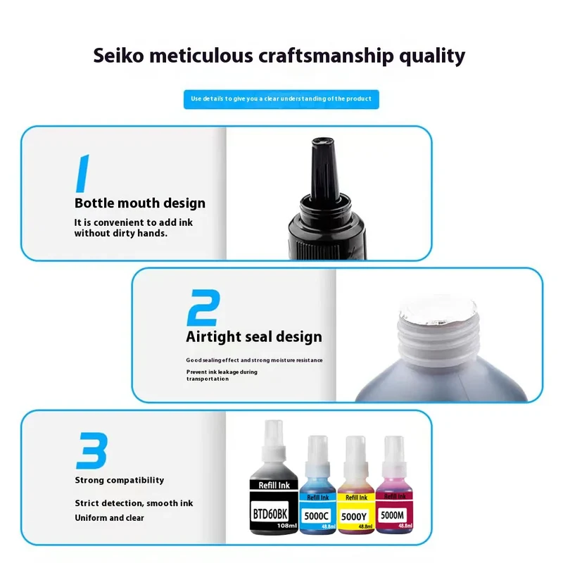 For Brother BTD60BK BT5000 Dye Ink Refill Ink Kit For Brother DCP-T300 T310/DCP-T500W/DCP-T700W/T800W T220/T226/T300 Printer