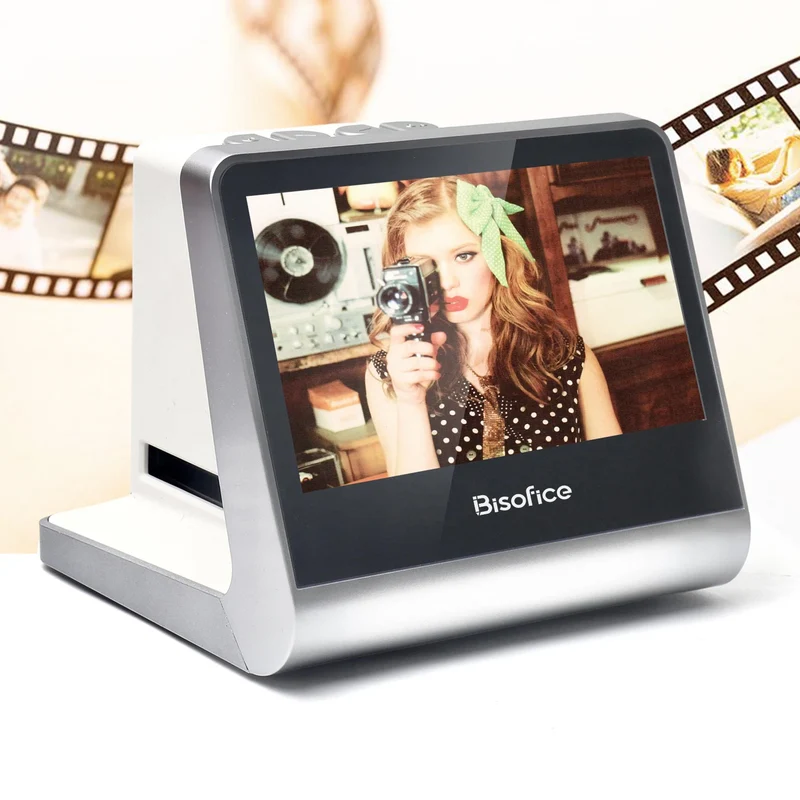 Bisofice Film and Slide Scanner 5'' LCD Screen for 135 Film/126KPK /110 Film/Super8/ Monochrome/Slide to Digital JPEG Photos