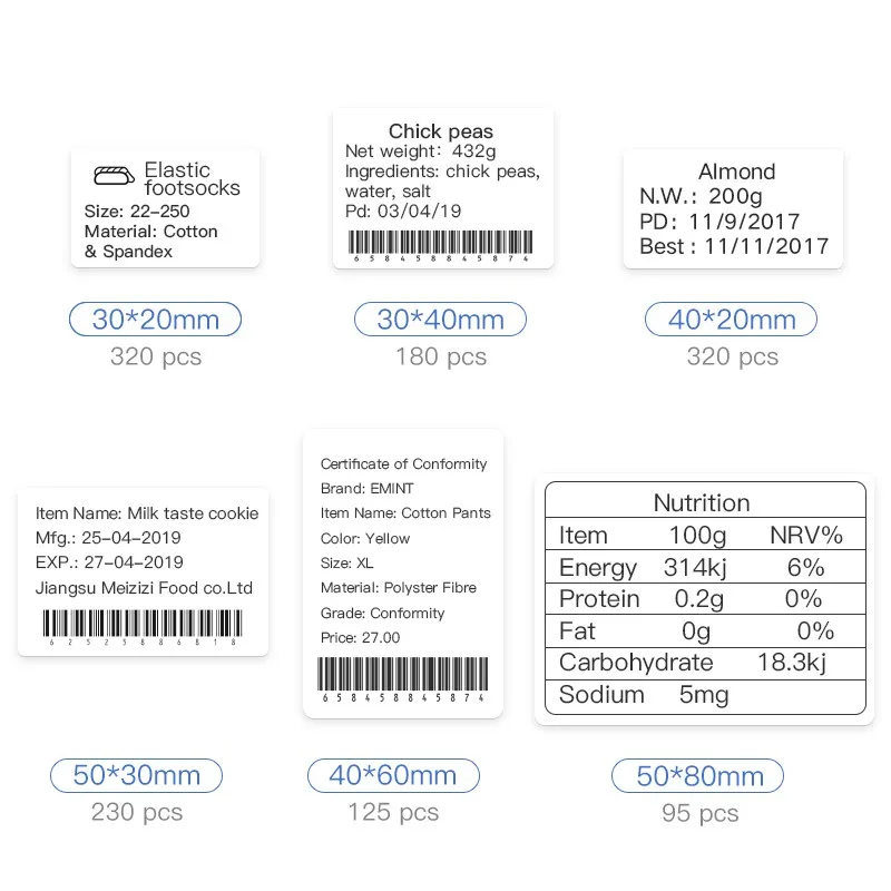 3/5/10 Rolls NiiMbot B21 B1 Label Printer Paper Roll Waterproof Anti-Oil Tear-Resistant Price Tag Pure White Sticker Papers