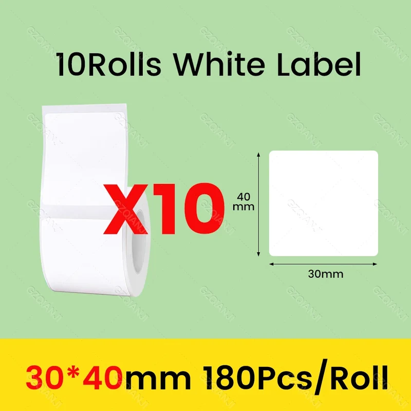 3/5/10 Rolls NiiMbot B21 B1 Label Printer Paper Roll Waterproof Anti-Oil Tear-Resistant Price Tag Pure White Sticker Papers