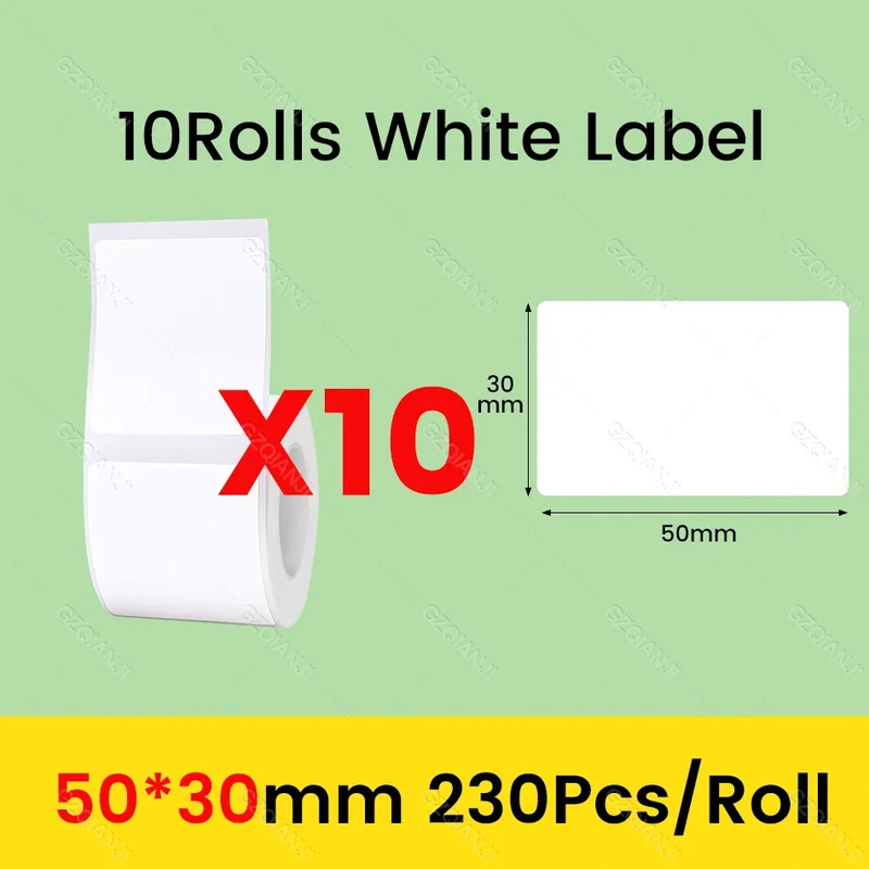 3/5/10 Rolls NiiMbot B21 B1 Label Printer Paper Roll Waterproof Anti-Oil Tear-Resistant Price Tag Pure White Sticker Papers