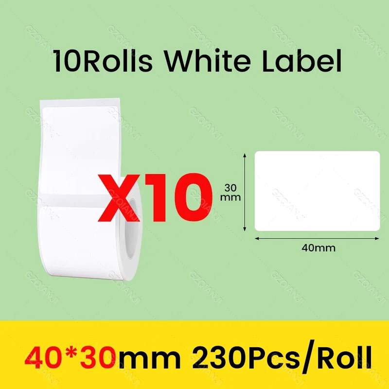 3/5/10 Rolls NiiMbot B21 B1 Label Printer Paper Roll Waterproof Anti-Oil Tear-Resistant Price Tag Pure White Sticker Papers