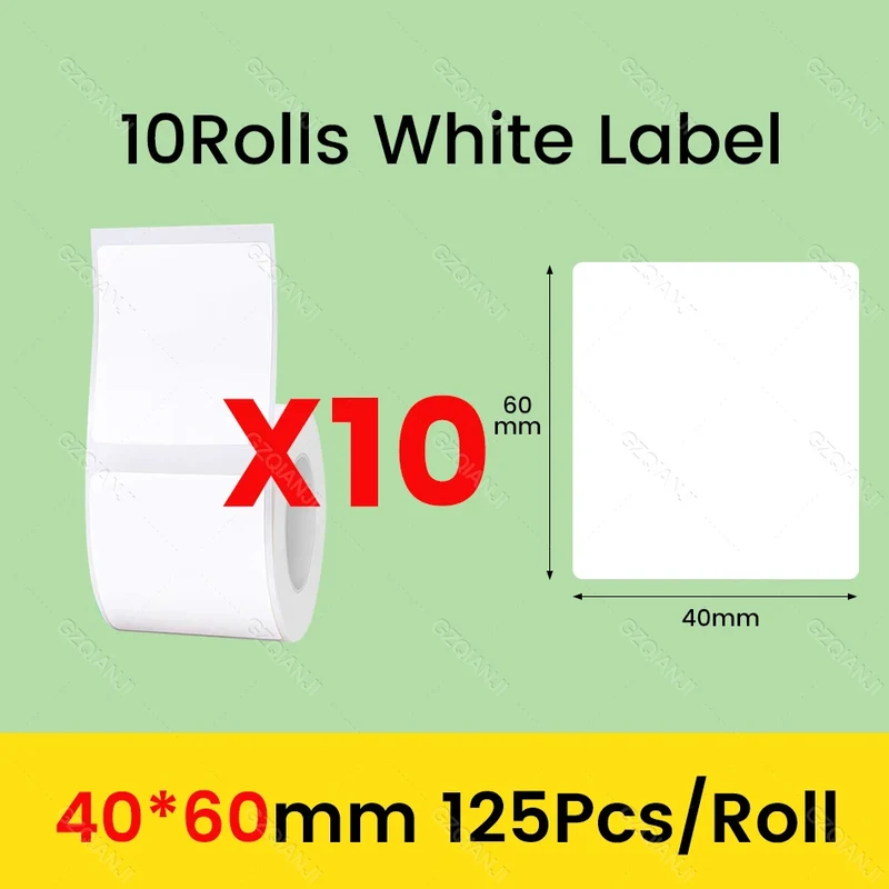 3/5/10 Rolls NiiMbot B21 B1 Label Printer Paper Roll Waterproof Anti-Oil Tear-Resistant Price Tag Pure White Sticker Papers