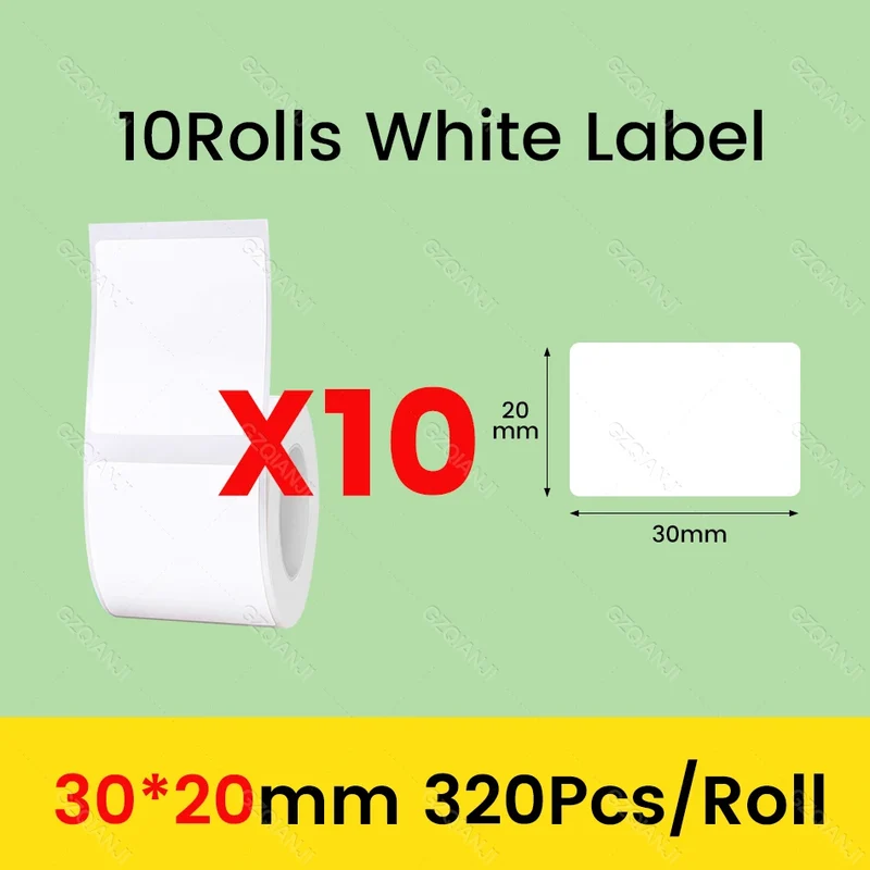 3/5/10 Rolls NiiMbot B21 B1 Label Printer Paper Roll Waterproof Anti-Oil Tear-Resistant Price Tag Pure White Sticker Papers