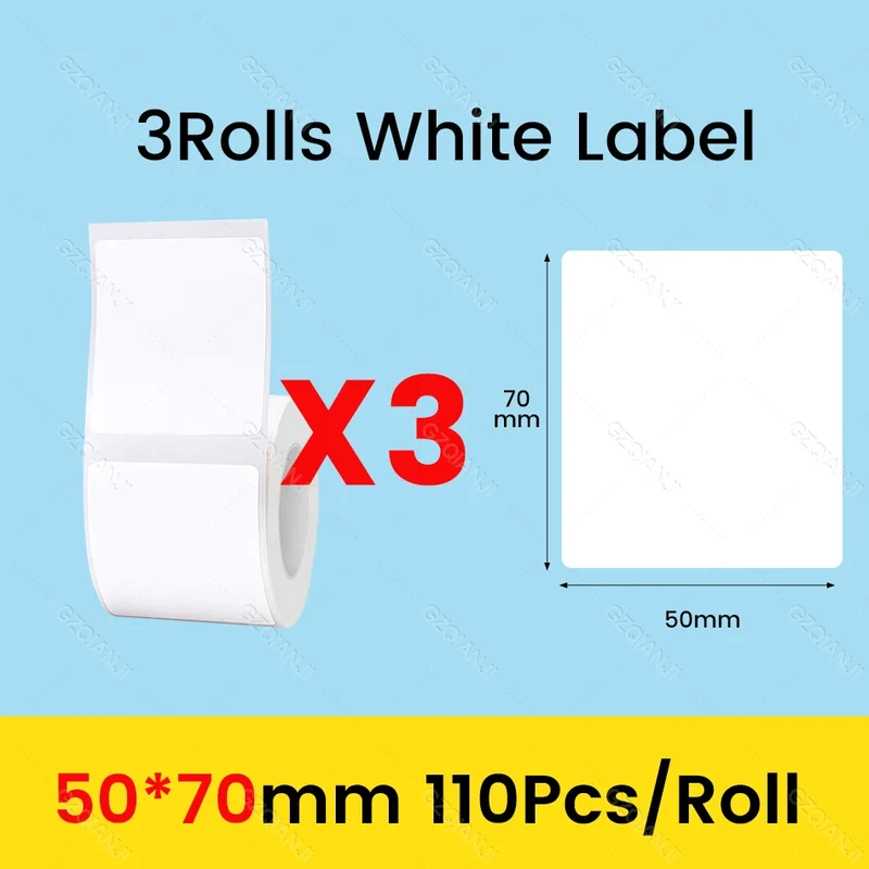 3/5/10 Rolls NiiMbot B21 B1 Label Printer Paper Roll Waterproof Anti-Oil Tear-Resistant Price Tag Pure White Sticker Papers