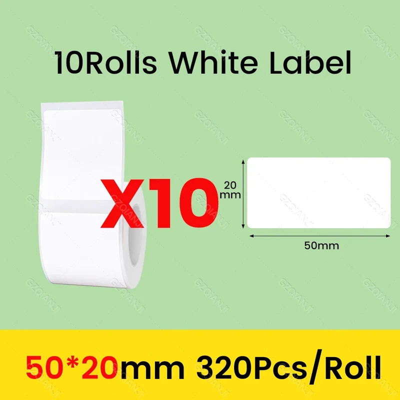 3/5/10 Rolls NiiMbot B21 B1 Label Printer Paper Roll Waterproof Anti-Oil Tear-Resistant Price Tag Pure White Sticker Papers